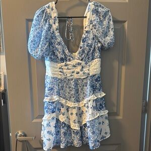Blue and White Floral Dress